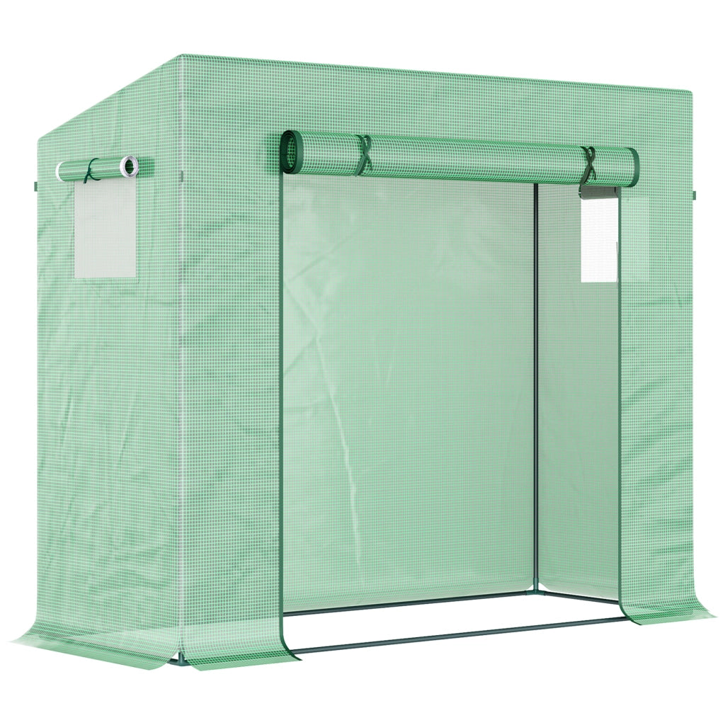 Serra a tunnel 200 x 76 x 150/168 cm con porta arrotolabile, finestra laterale e struttura in acciaio