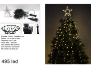Tenda Albero di Natale Minilucciole 495 Led con Puntale Bianco Caldo