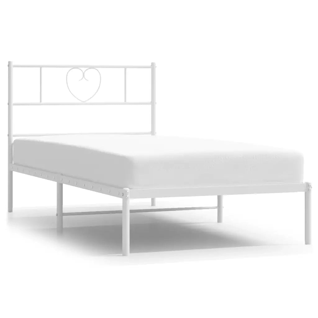 Giroletto con Testiera-Struttura Letto con testiera Metallo Bianco 90x200 cm 396767