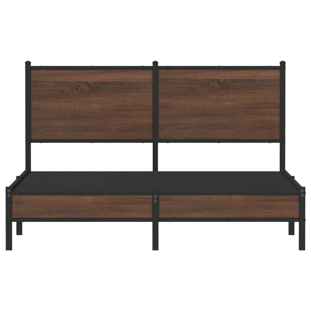 vidaXL Giroletto senza Materaso in Metallo Rovere Marrone 150x200 cm