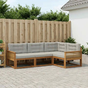 Set di divani da esterno 4 pcs Naturale e Grigio chiaro