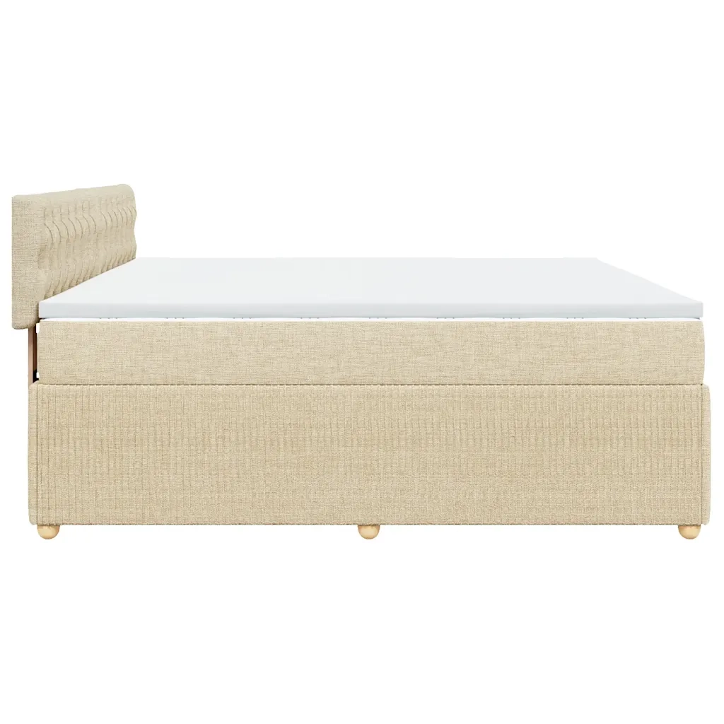 Giroletto a Molle con Materasso Crema 200x200 cm in Tessuto