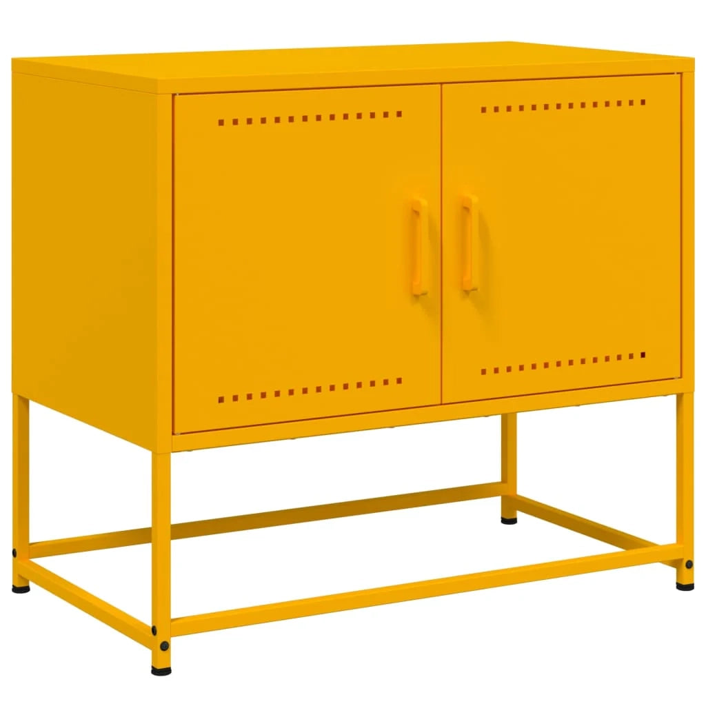 Mobile TV multimediale mensola TV credenza TV sala da pranzo soggiorno camera da letto giallo senape 68,5 x 39 x 60,5 cm acciaio giallo 02_0027672