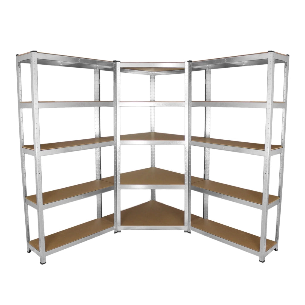 2 Scaffali Galwix 90cm in Acciaio Senza Bulloni & 1 Scaffale ad Angolo Galwix