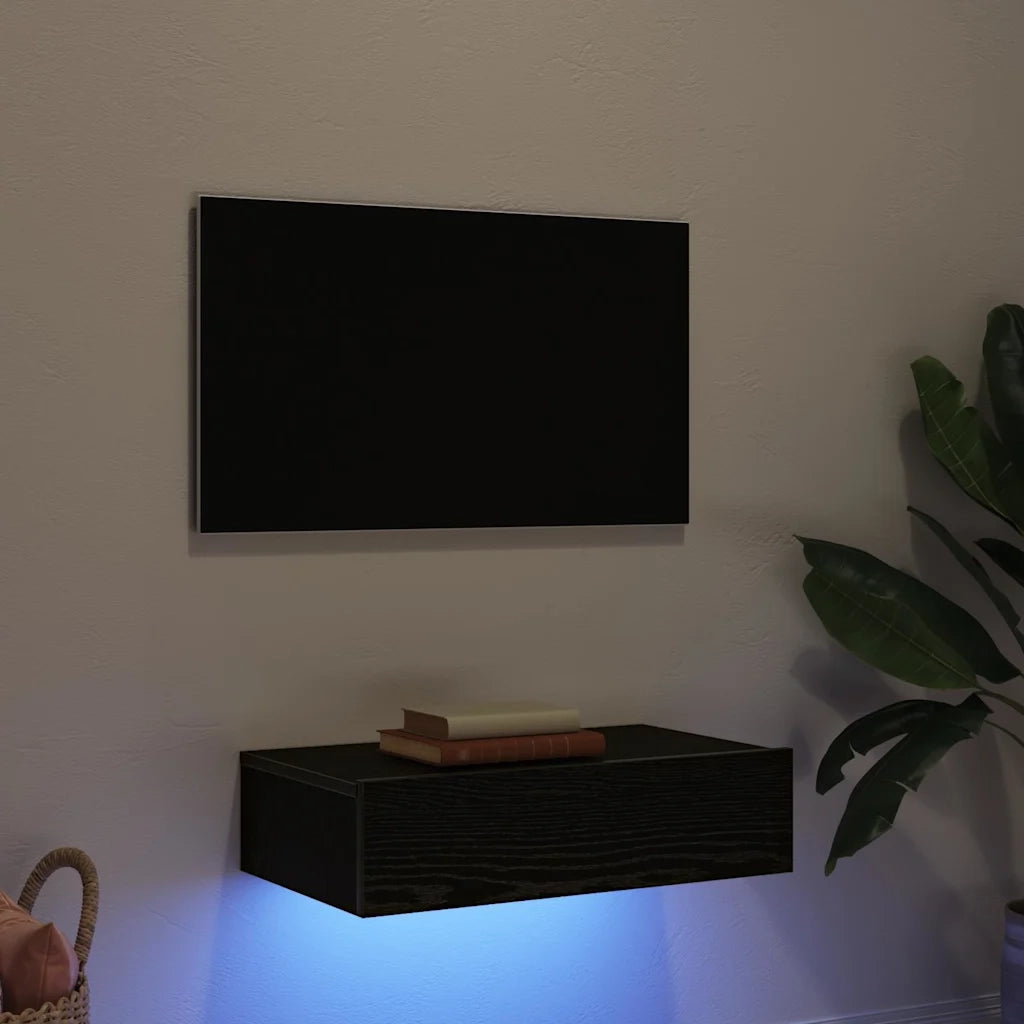 Mobile TV con luci a LED Rovere Nero 60x35x15,5 cm 862032
