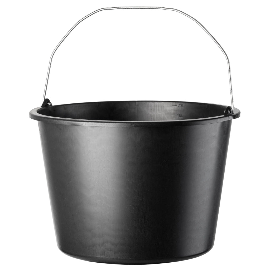 Secchio da costruzione KADAX 20L in plastica per uso domestico, giardinaggio, malta nera resistente