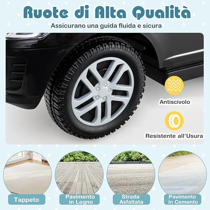 3 in 1 Auto a Spinta, Macchinina a Pedale con Manico Removibile e Paracolpi, Clacson e Suodo di Avvio, Macchina Cavalcabile per Bambini 18-36 Mesi (Nero)