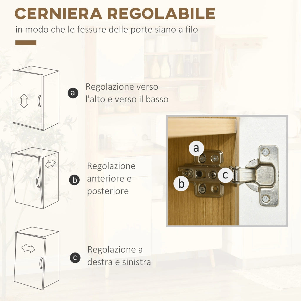 Armadio Cucina con Ante, Cassetti e Ripiani Regolabili ¨C Zephmum ¨C 93x40x180 cm