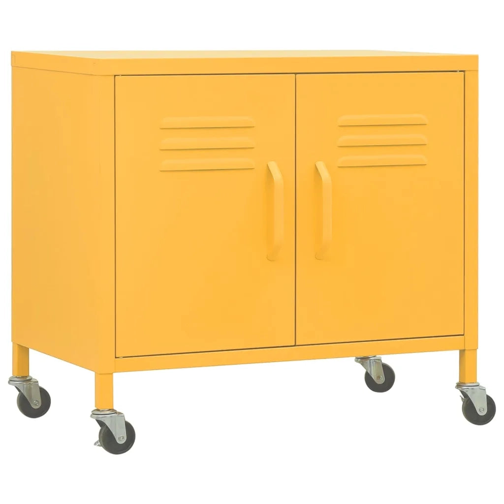 Mobile contenitore mobile con ripiano regolabile 60 x 35 x 56 cm acciaio color giallo senape 02_0046896
