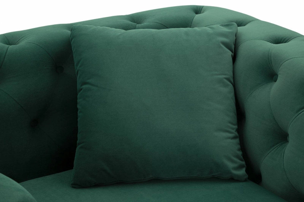 Poltrona Gabbiano, Seduta imbottita, Divano singolo da salotto, Sedia con braccioli, 104x83 h76 cm, Verde e Oro
