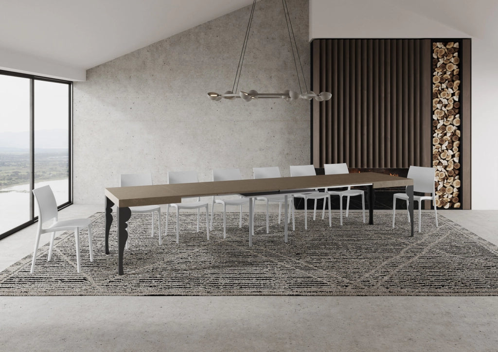 Tavolo Allungabile 120/380x90 cm Paxon Tortora Gambe Antracite