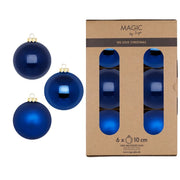 CONFEZIONE 6 PALLINE ROYAL BLU IN VETRO DIAMETRO 10CM