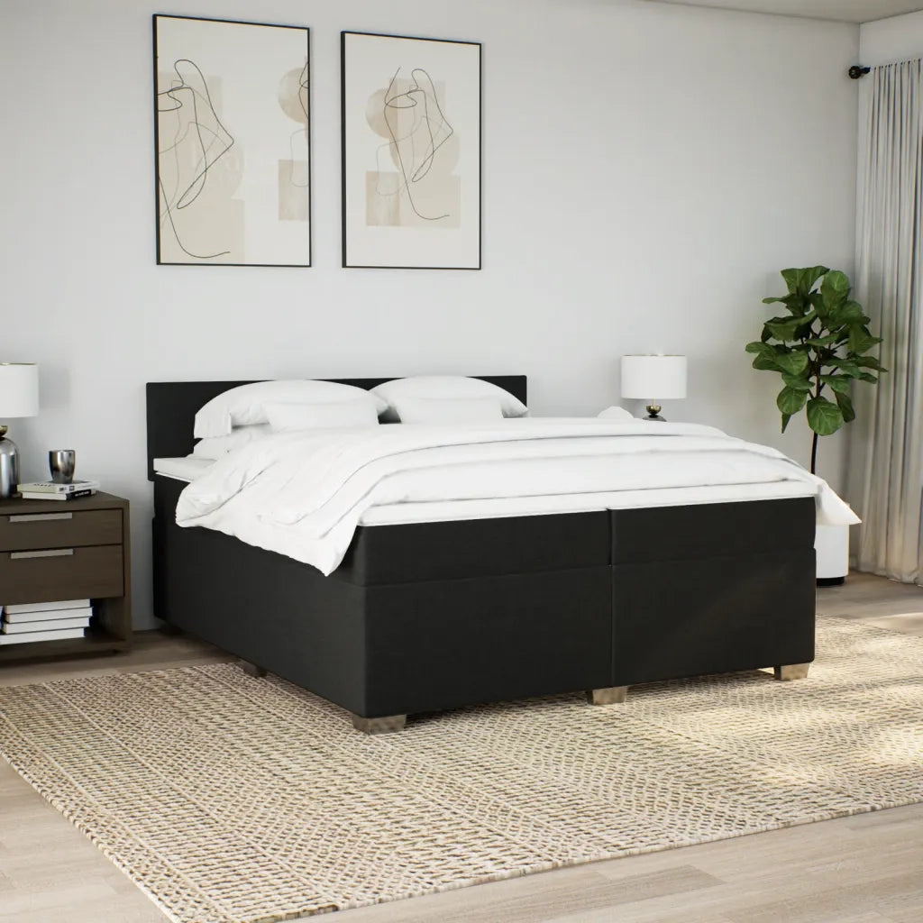 Giroletto a Molle con Materasso Nero 200x200 cm in Tessuto