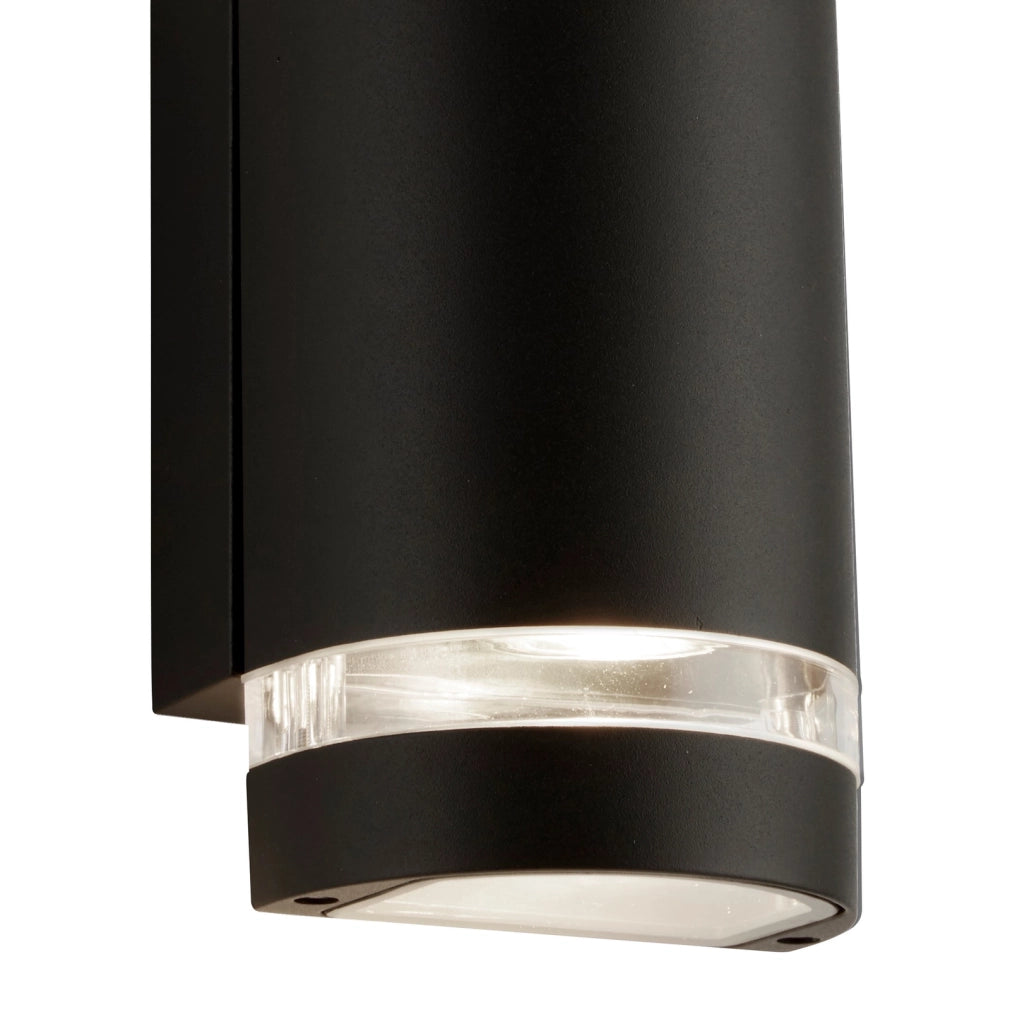Applique Sheffield Alluminio Nero Policarbonato Trasparente 2 Luci Gu10