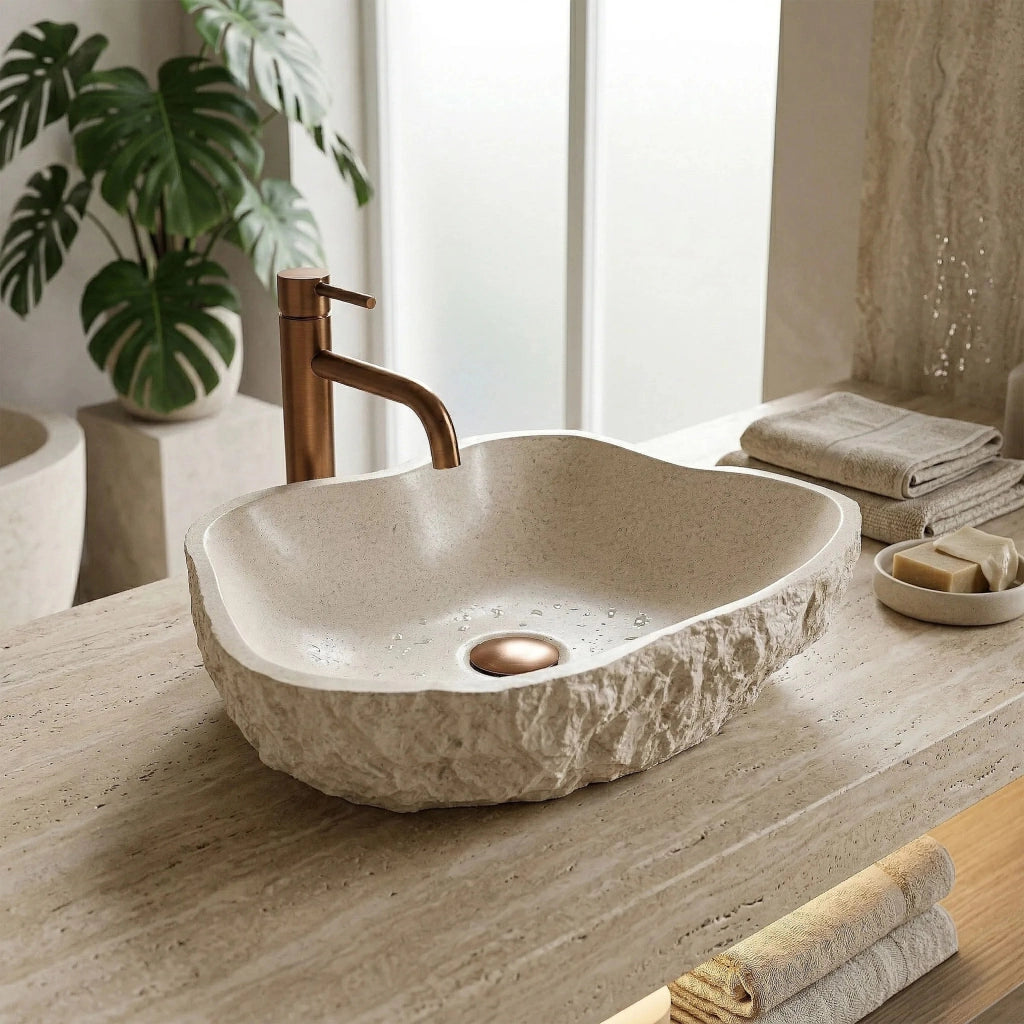 Lavabo Da Appoggio Rea Isla Warm Beige