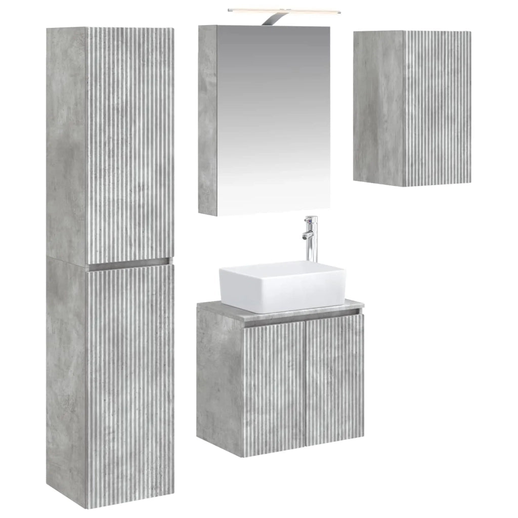 Set di Armadi da Bagno 5 pcs Grigio Cemento 50 x 14,5 x 70 cm 3407314