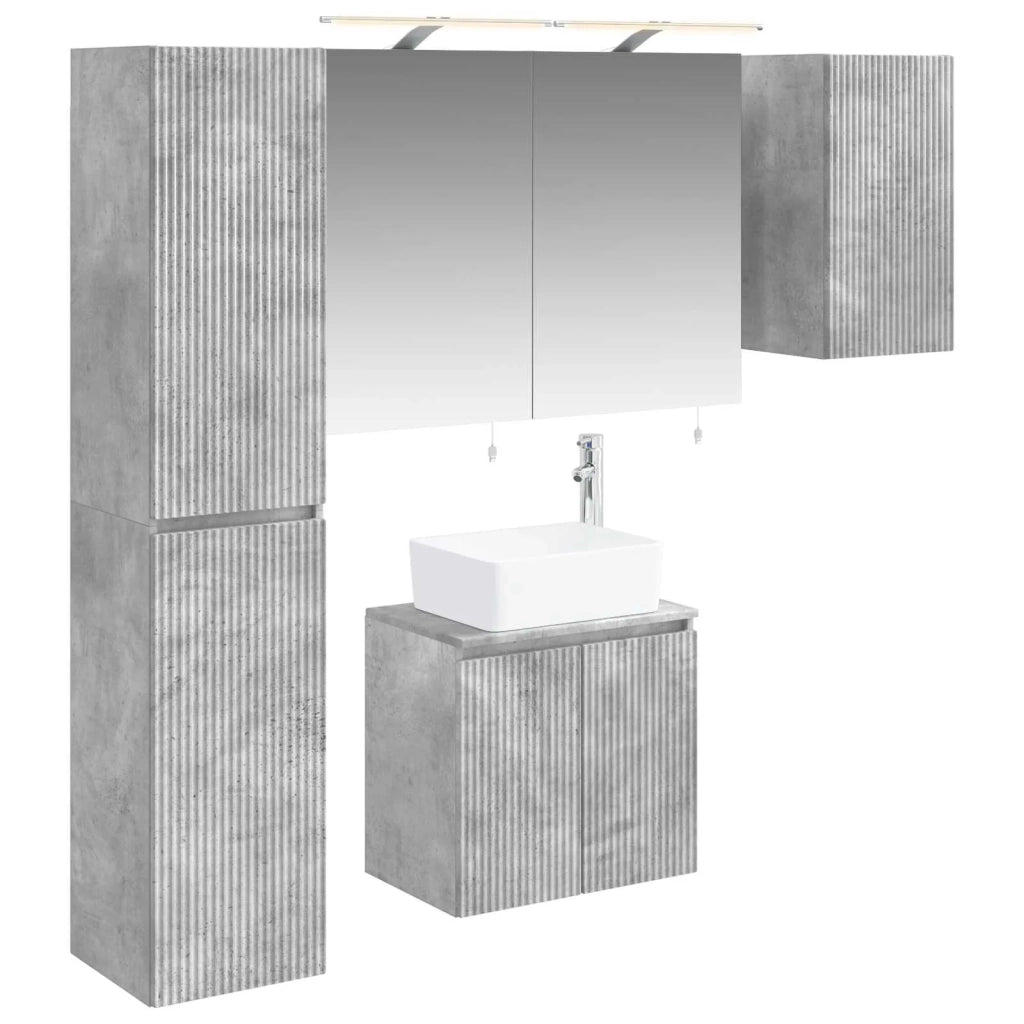 Set di Armadi da Bagno 5 pcs Grigio Cemento 50 x 14,5 x 70 cm 3407314
