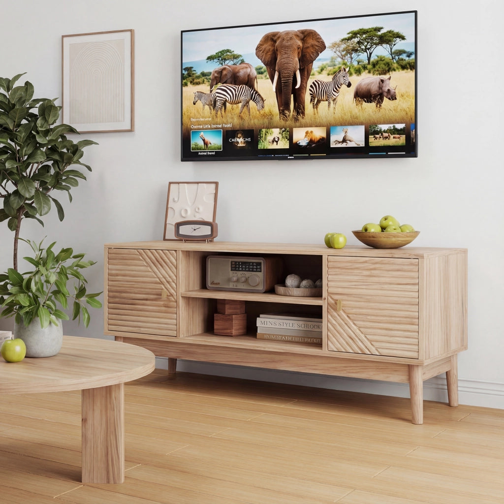 Mobile TV Mid-Century ¨C MINIMAL ¨C Rovere, con Ripiani, 110 cm, per 32/45 Pollici