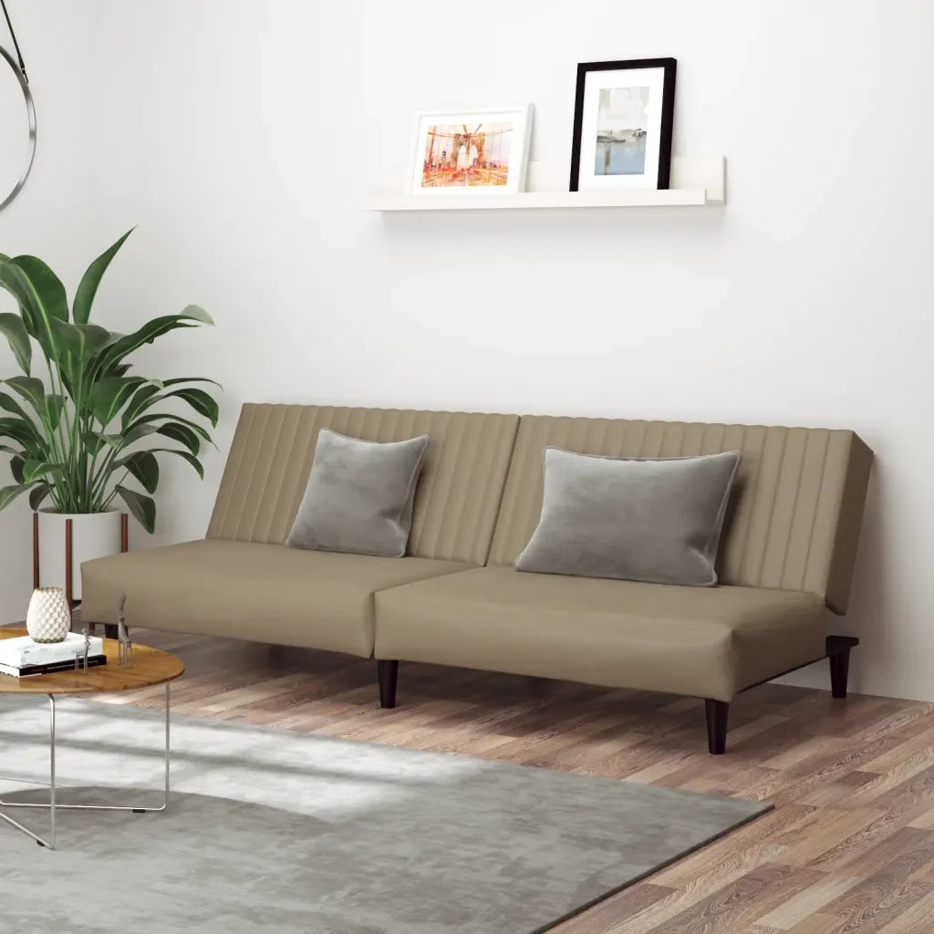 Divano Letto a 2 Posti Cappuccino in Similpelle 375950