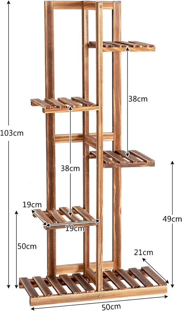Porta Piante di Legno con 5/6 Livelli, Scaffale per Fiori, Scaffale Angolare per Piante, Scaffale Multiuso, Porta Fiori per Interno ed Esterno per Salone e Balcone (5 livelli)