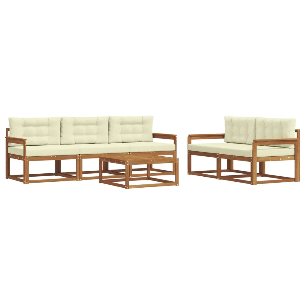 Set di divani da esterno con cuscino 6 pcs Naturale e Crema