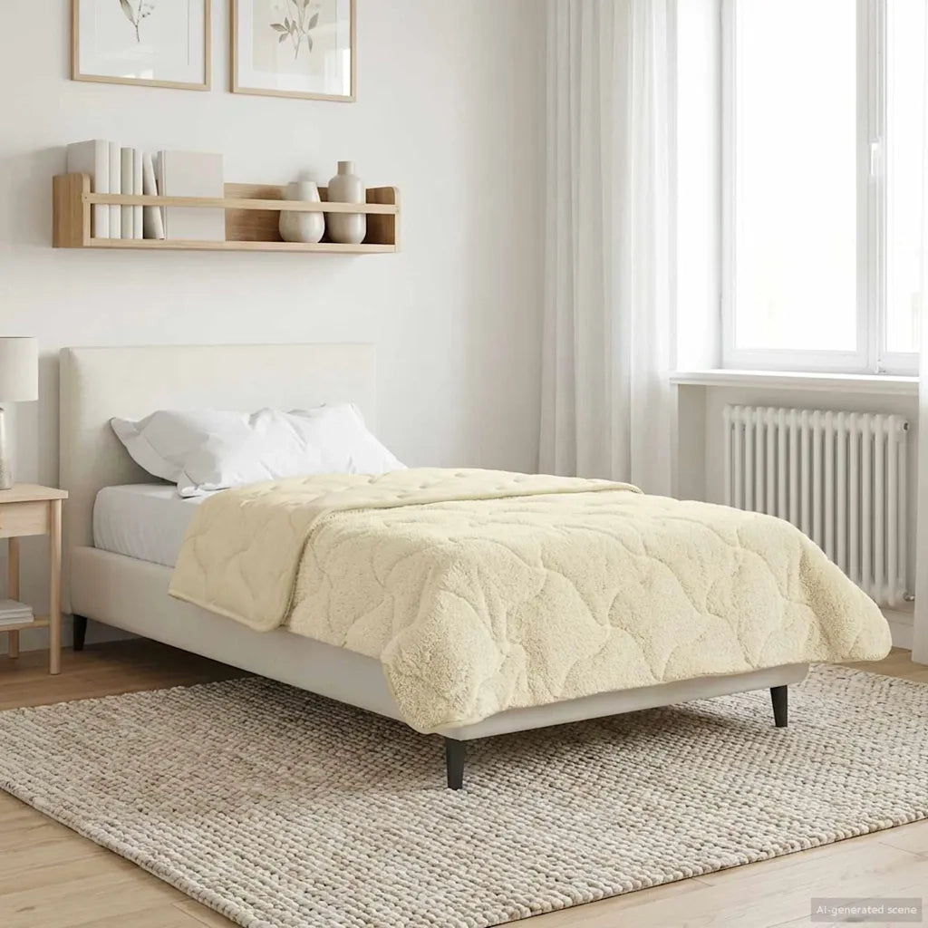 Duvet Invernale Crema 140 x 220 cm Microfibra e Fleece Teddy 42026367