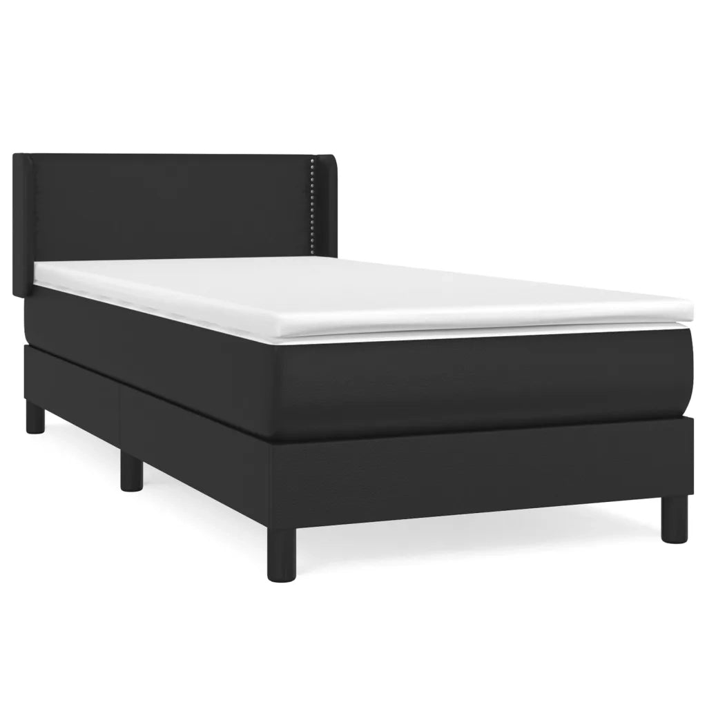 Giroletto a Molle con Materasso-Struttura Letto Nero 100x200 cm in Similpelle 440552