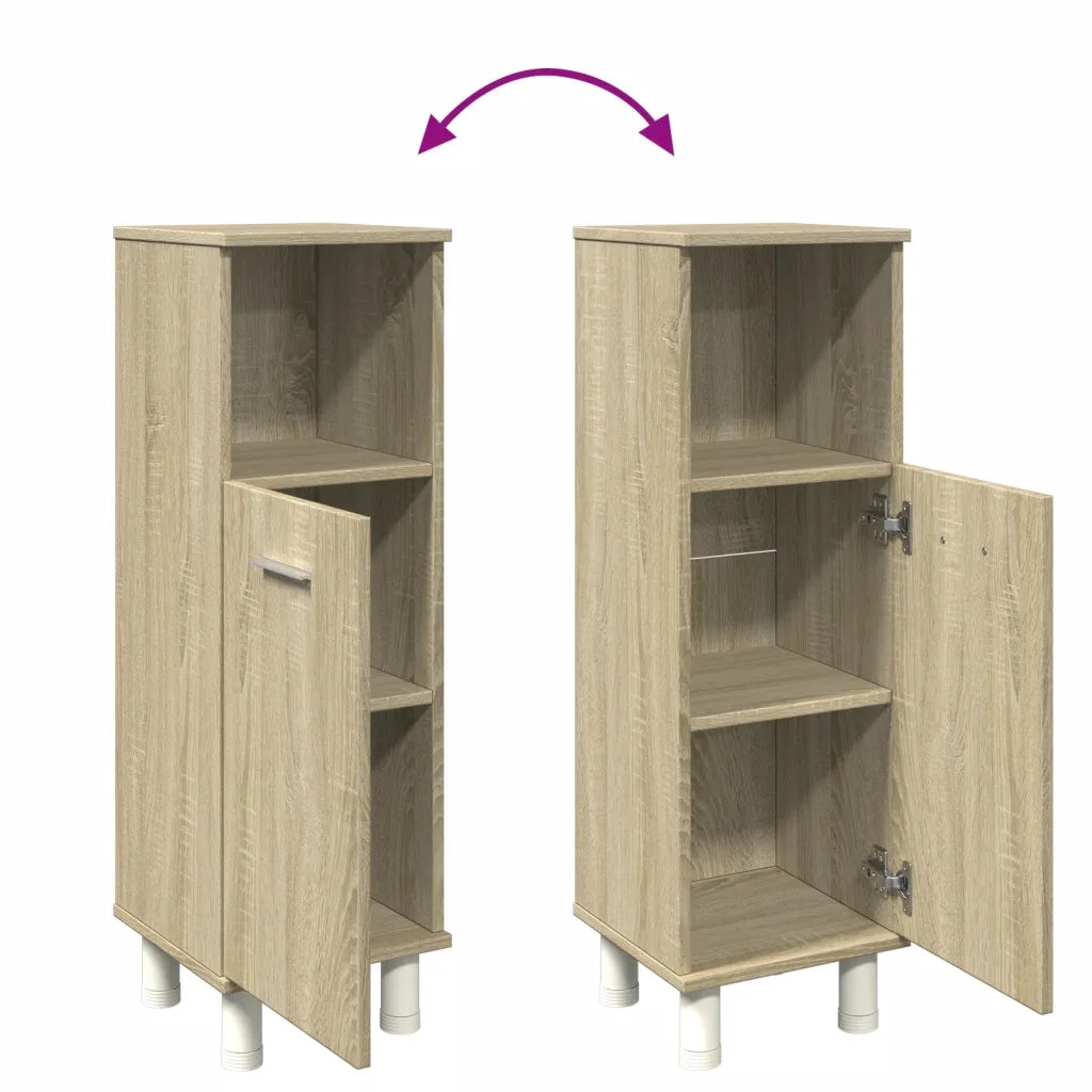 Mobiletto da bagno moderno 30,5 x 30 x 95 cm pratico contenitore in legno composito rovere Sonoma 02_0049696