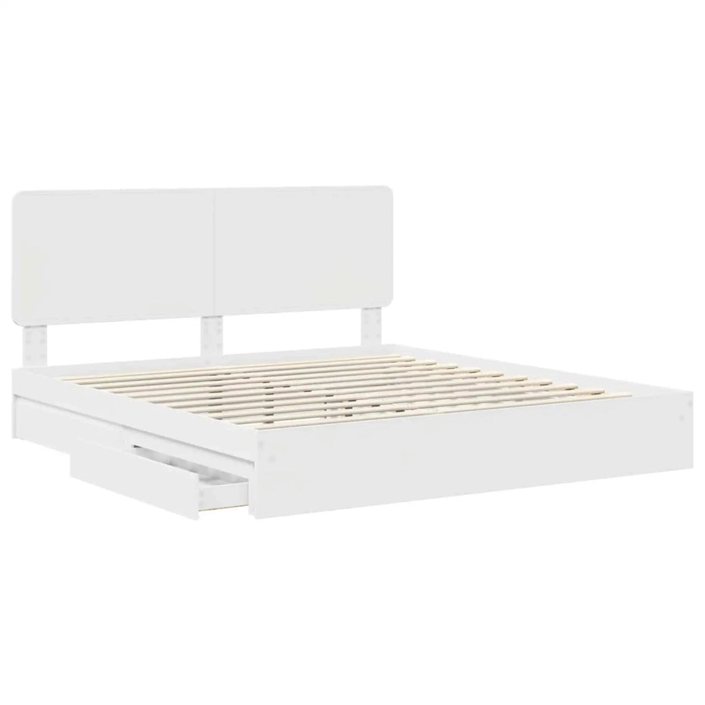 Letto con Contenitore Bianco 180 x 200 cm Legno multistrato