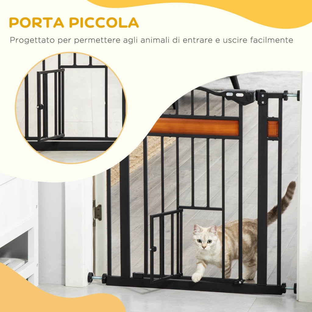 Cancellino per Cani con Fissaggio a Pressione, Estensibile da 74-80cm con Chiusura Automatica, Nero