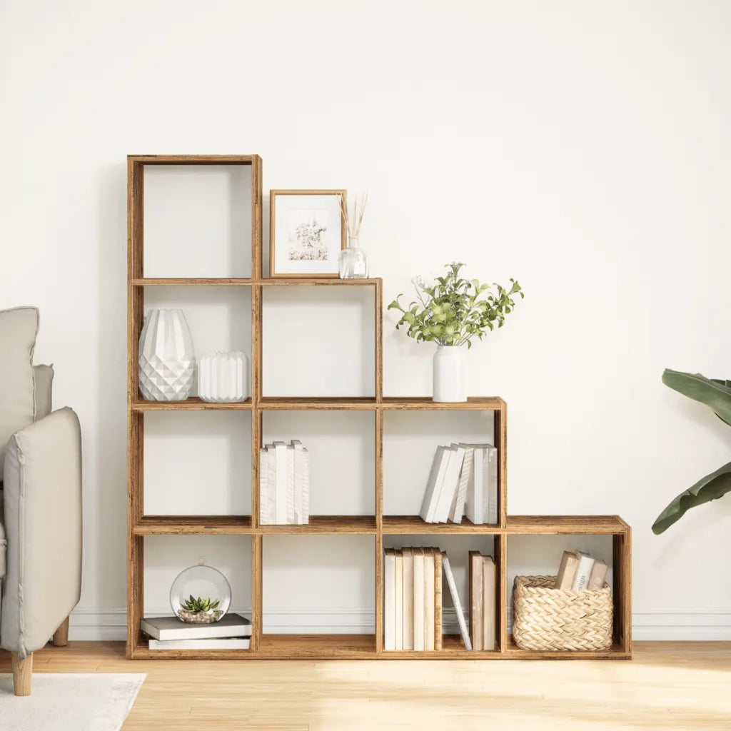 Libreria a 4 Ripiani-Scaffale per Libri-Mobile di Stoccaggio Legno Vecchio 131,5x29x131,5 cm Truciolato