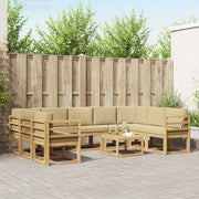 Set di divani da esterno 10 pcs Bianco e Beige 59 x 59 x 37 cm