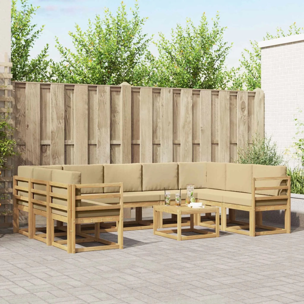 Set di divani da esterno 10 pcs Bianco e Beige 59 x 59 x 37 cm