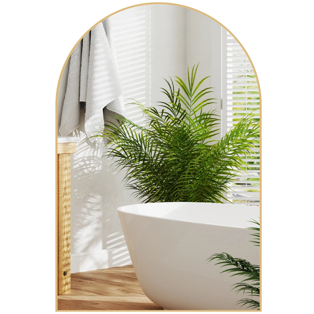 Specchio da bagno con cornice in alluminio ¨C zephmum ¨C oro 60x90 cm