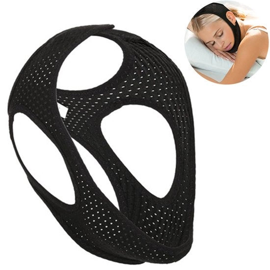 Antisnurk Bandages - Verstelbaar e Ademante per una Comoda Notte di Sonno - 1 Pezzo - Adulti Nero