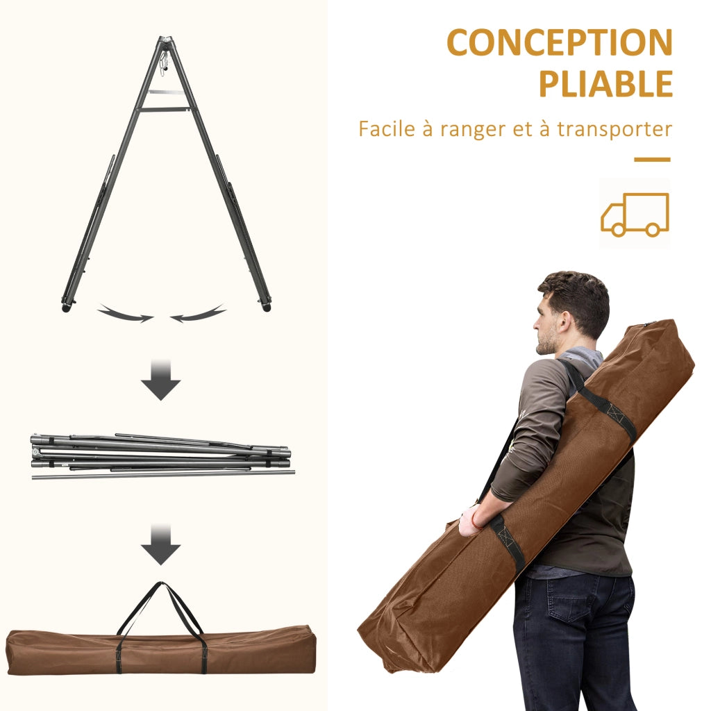 Amaca da giardino pieghevole con supporto in metallo ¨C zephmum ¨C grigio, 1 posto, max 120 kg