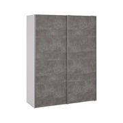 Guardaroba 2 ante Maurice, Mobile camera da letto, Cabina armadio portabiti, Armadio appendiabiti, 150x61 h200 cm, Bianco e Grigio