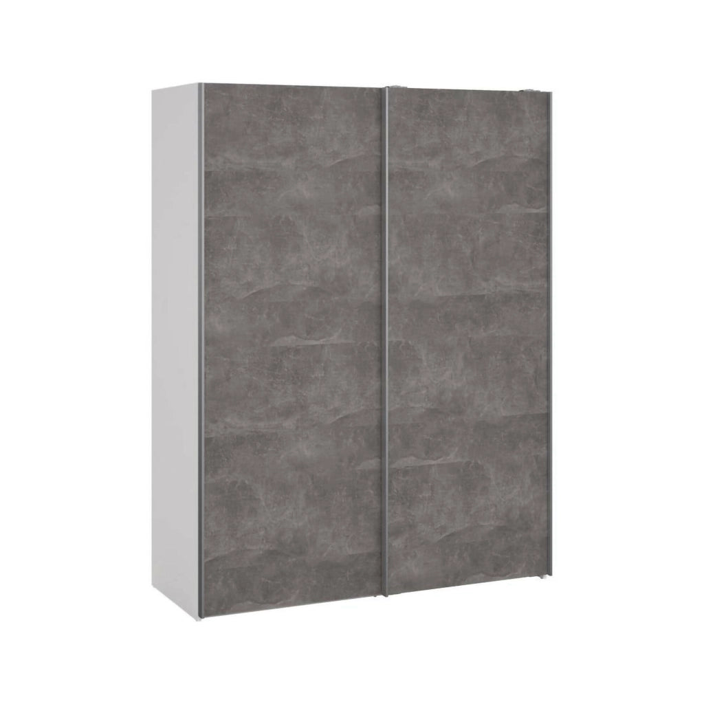 Guardaroba 2 ante Maurice, Mobile camera da letto, Cabina armadio portabiti, Armadio appendiabiti, 150x61 h200 cm, Bianco e Grigio
