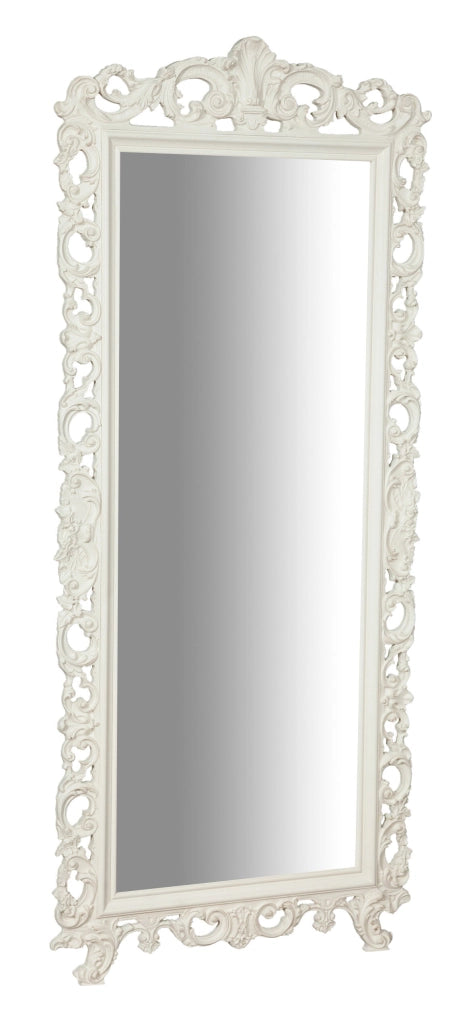Biscottini SPECCHIERA DA PARETE IN LEGNO FINITURA BIANCA ANTICATA MADE IN ITALY realizzata