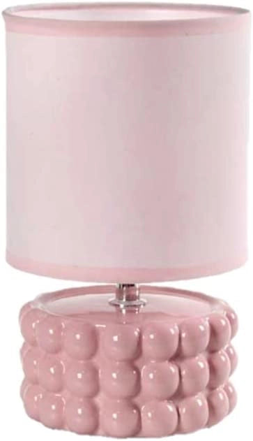 LAMPADA LUMETTO DA TAVOLO CON BASE IN CERAMICA EFFETTO BUBBLE 15X25 CM ROSA