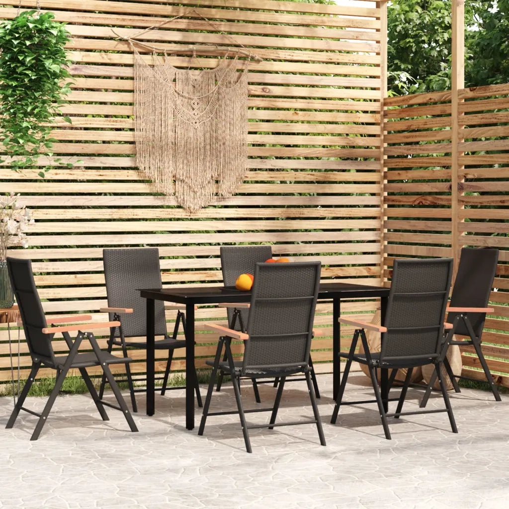 Set Mobili da Pranzo per Giardino 7 pz Nero cod mxl 41286