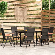 Set Mobili da Pranzo per Giardino 7 pz Nero cod mxl 41286