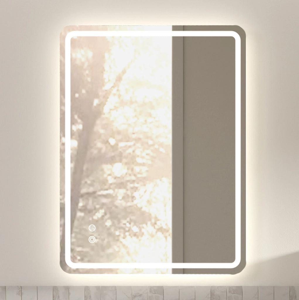 Specchio LED da bagno 80 x 60 cm argento, antiappannamento, touch, dimmerabile