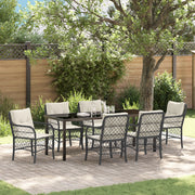 Set Pranzo Giardino 7 Pezzi con Cuscini Rattan Nero