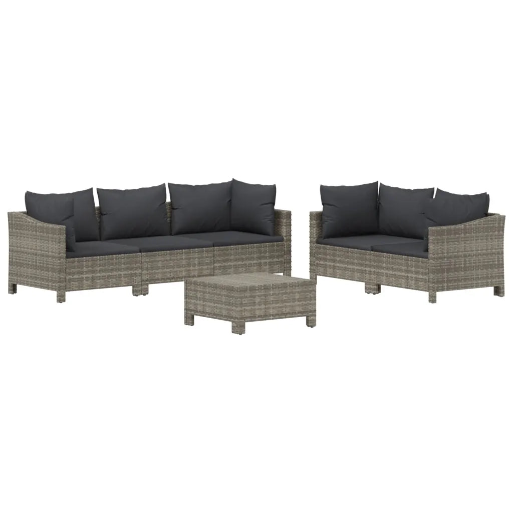 Set Divani da Giardino 6 pz con Cuscini in Polyrattan Grigio 3187265