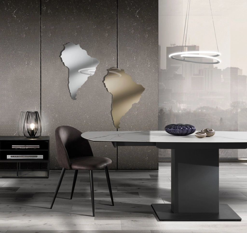 Specchio NEW WORLD con cornice sottile in metallo nero