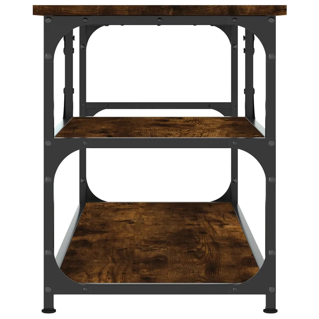 Mobile TV Rovere Fumo 103x38x46,5cm Legno Multistrato e Acciaio 831825