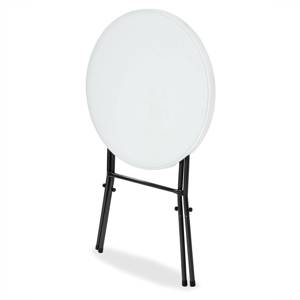 ® Tavolo da Bar Ø 72 cm Tavolino Rotondo Pieghevole da Giardino per Feste Altezza 110 cm in Metallo Bianco