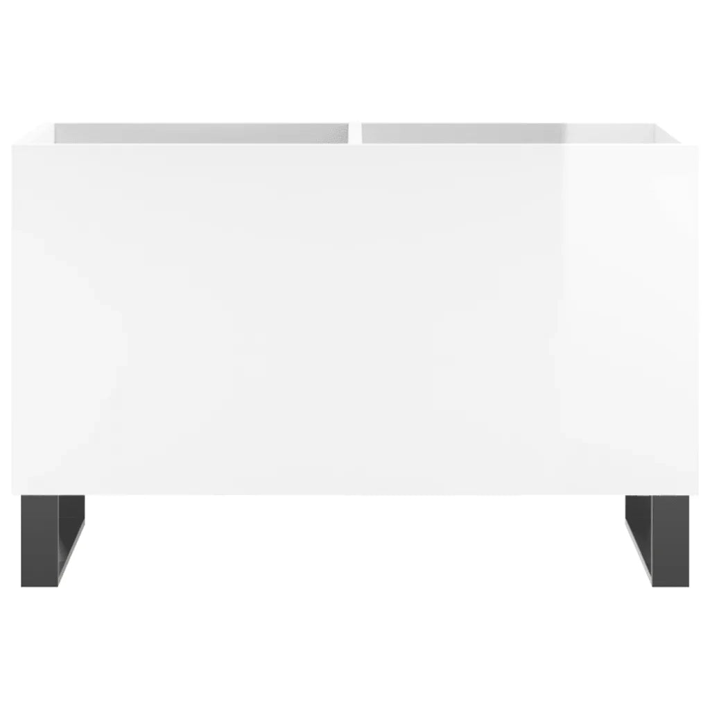 Mobile Porta Dischi Bianco Lucido 74,5x38x48 Legno Multistrato 831734
