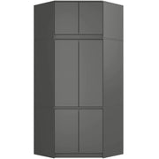 Armadio ad angolo AKORD S100 con sopralzo Grigia Grafite 100 cm 4 ante 100x50x235 cm